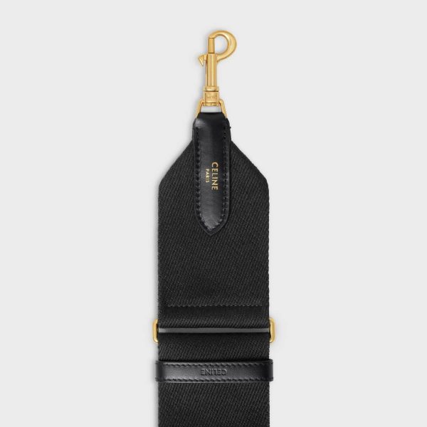 Celine Women Black Straps And Accessories Adjustable Strap In Wool With Gold Finishing