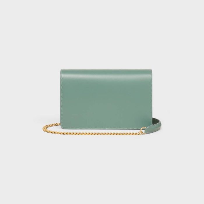 Celine Women Celadon Wallet On Chain Margo In Shiny Calfskin Margo