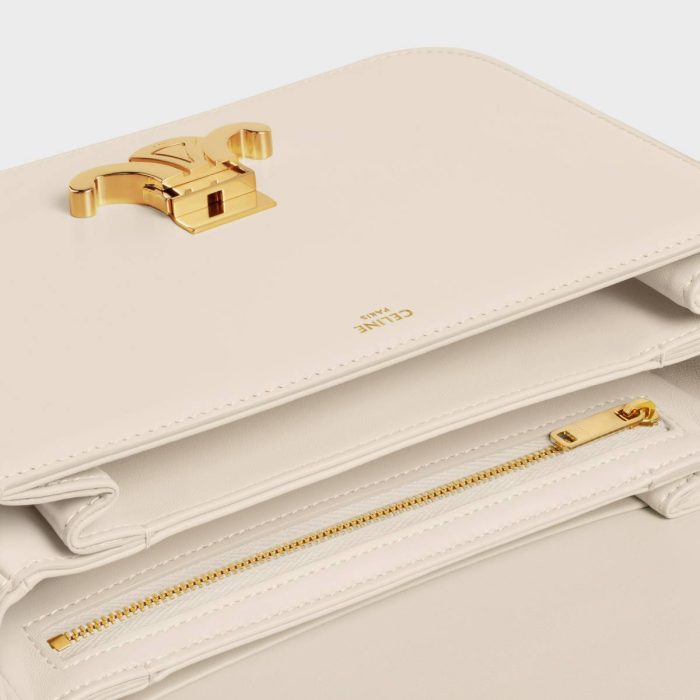 Celine Women Cross-Body Bags Classique Triomphe Bag In Shiny Calfskin Pale Beige