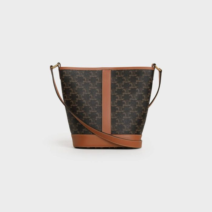 Celine Women Cross-Body Bags Small Bucket In Triomphe Canvas And Calfskin Tan