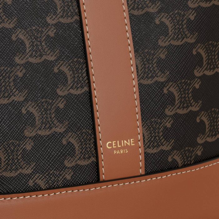Celine Women Cross-Body Bags Small Bucket In Triomphe Canvas And Calfskin Tan