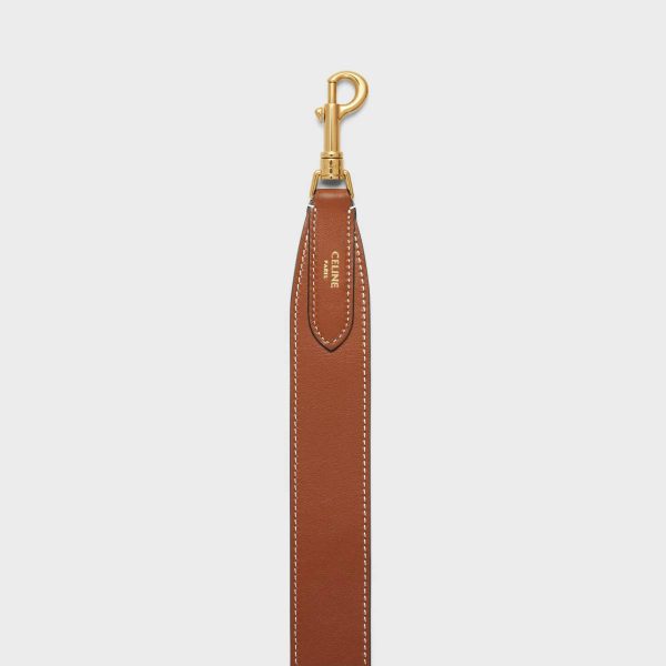 Celine Women Long Strap In Smooth Calfskin With Gold Finishing Tan Straps And Accessories