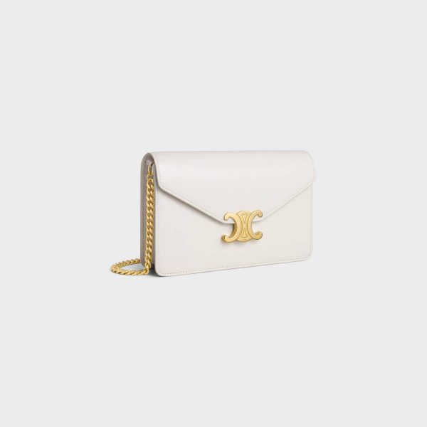 Celine Women Margo Wallet On Chain Margo In Shiny Calfskin Rice