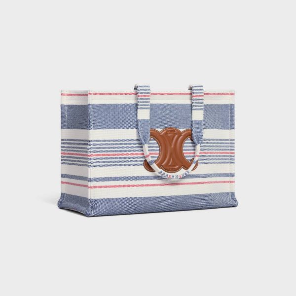 Celine Women Multicolor Large Cabas Thais In Striped Textile And Calfskin Hobo And Tote Bags