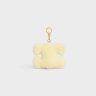 Celine Women Straps And Accessories Natural / Tan Triomphe Pom-Pom Keyring With Heart In Shearling And Acetate With Gold Finishing