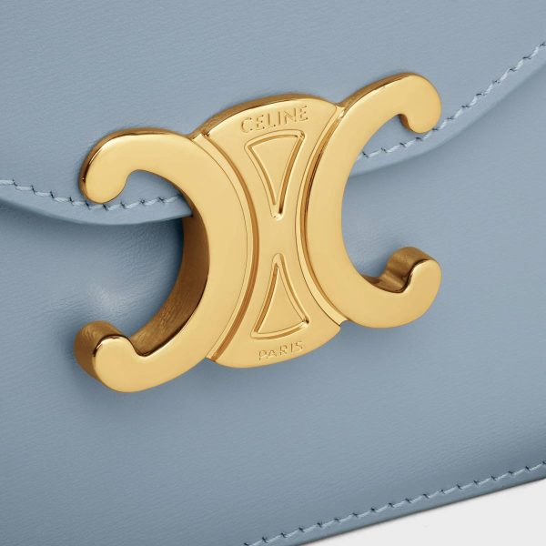 Celine Women Wallet On Chain Margo In Shiny Calfskin Margo Blue Grey