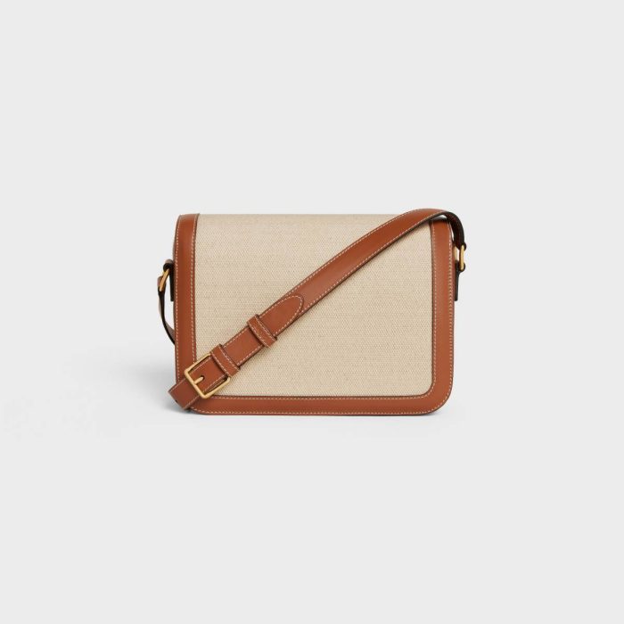 Classique Triomphe Bag In Textile And Calfskin Celine Cross-Body Bags Women Natural / Tan