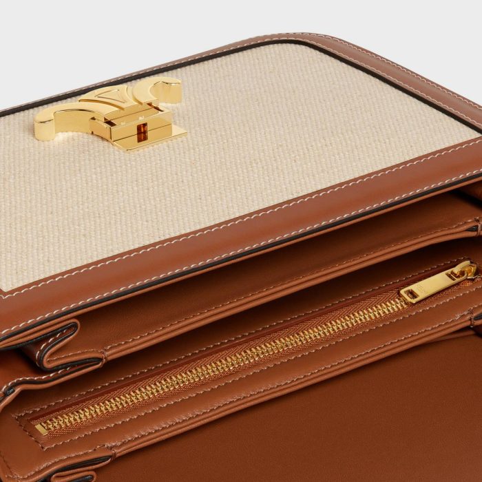 Classique Triomphe Bag In Textile And Calfskin Celine Cross-Body Bags Women Natural / Tan