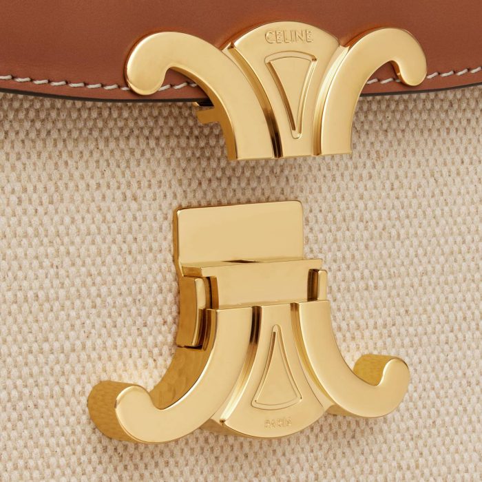 Classique Triomphe Bag In Textile And Calfskin Celine Cross-Body Bags Women Natural / Tan