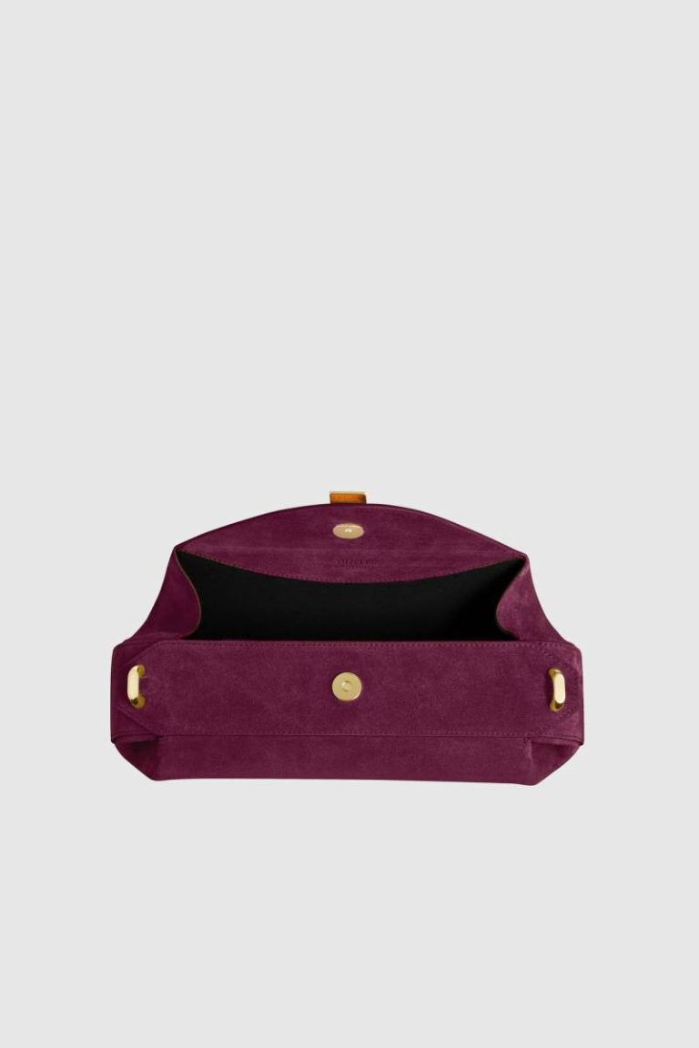 Clutches Women Yuzefi Wine Oyster Clutch - Wine Suede