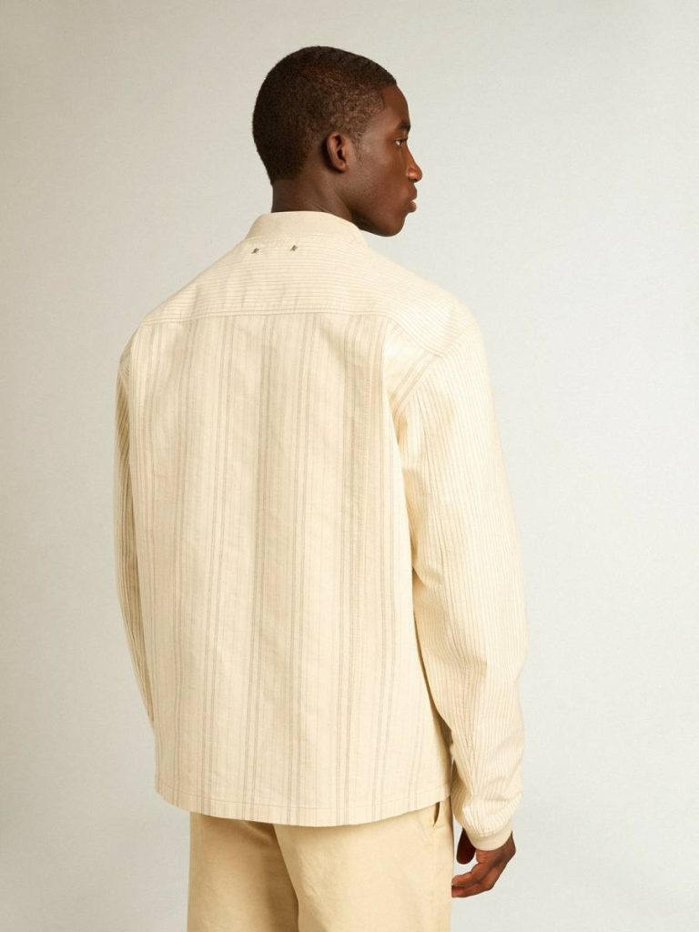 Coats & Jackets Golden Goose Men Ecru-Colored Cotton Jacket With Zip Fastening