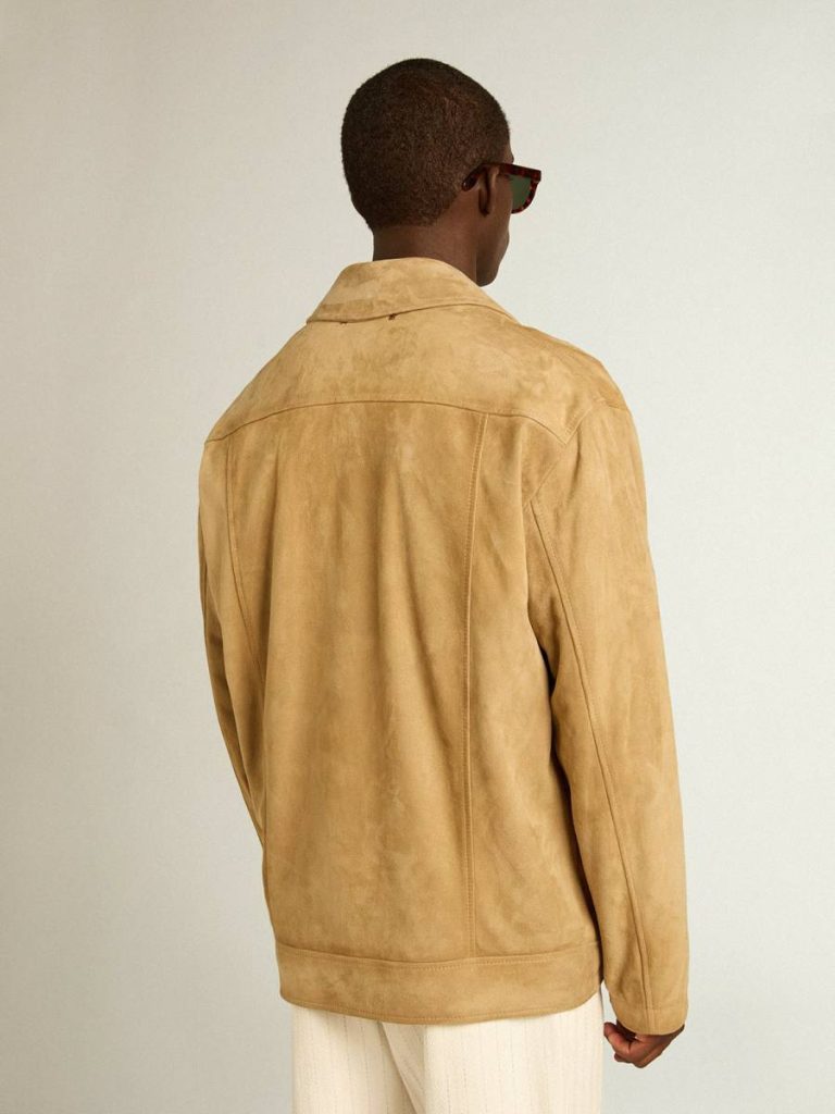 Coats & Jackets Men Beige-Colored Leather Jacket With Zip Fastening Beige Golden Goose