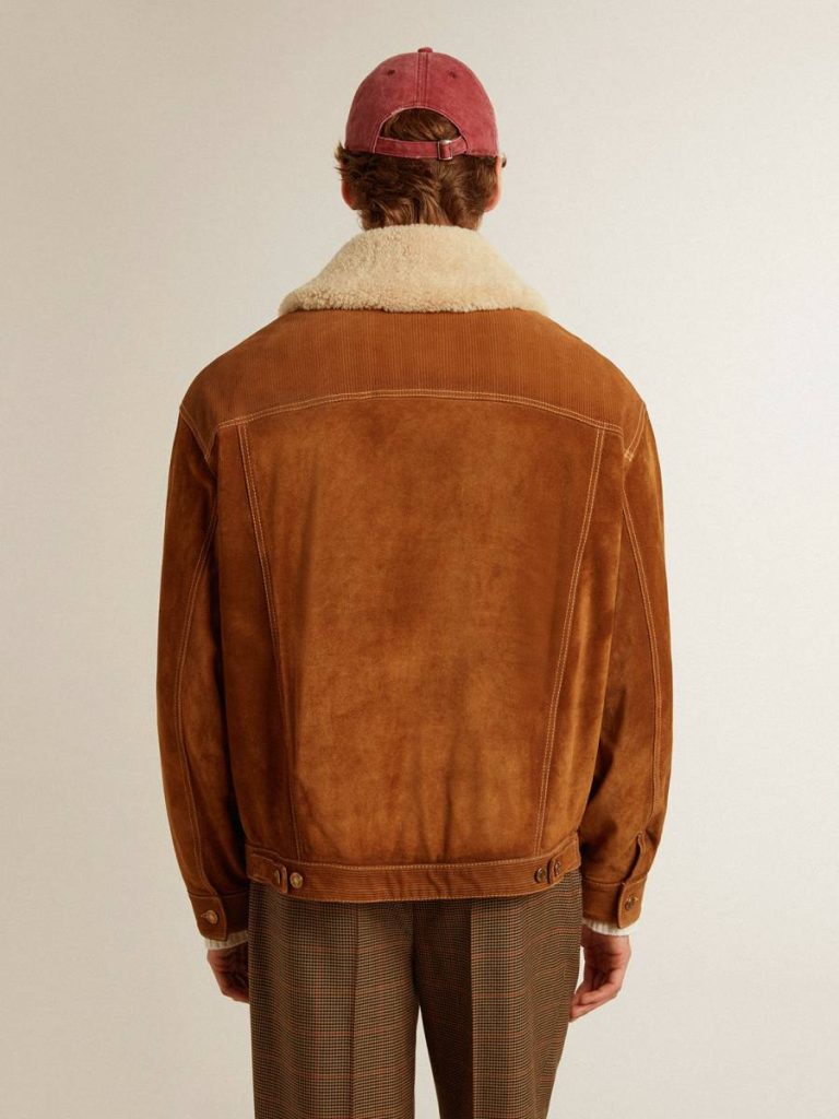 Coats & Jackets Men Tobacco Golden Goose Men's Jacket In Tobacco-Colored Split Leather With A Shearling Collar