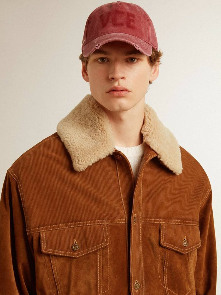 Coats & Jackets Men Tobacco Golden Goose Men's Jacket In Tobacco-Colored Split Leather With A Shearling Collar