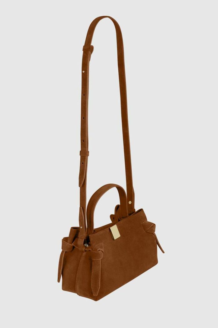 Cognac Yuzefi Mini Gyoza - Cognac Suede Crossbody Bags Women