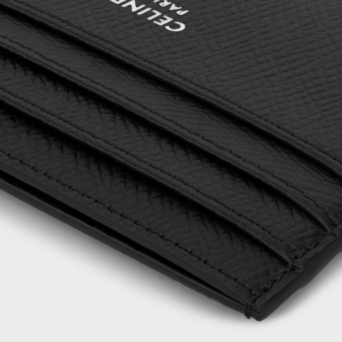 Coin And Card Holders Black Celine Large Card Holder In Grained Calfskin Men