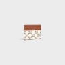 Coin And Card Holders Celine Tan / Ecru Men Large Card Holder In Triomphe Canvas And Calfskin