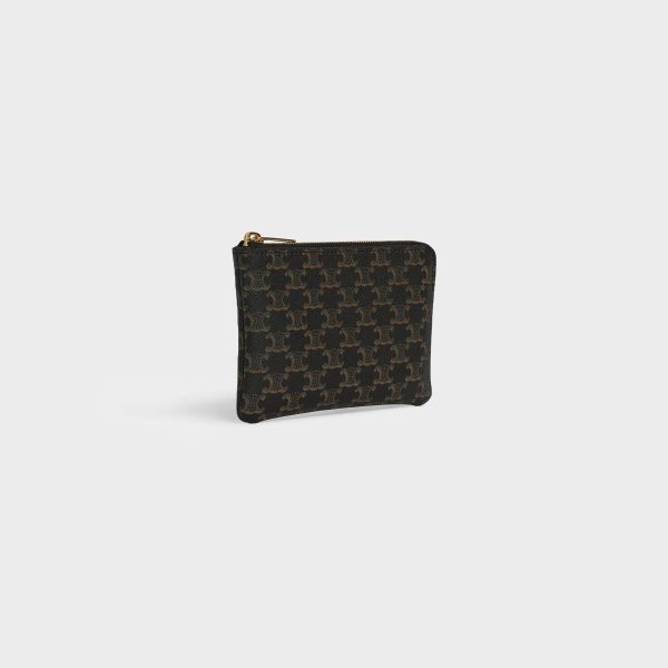 Coin And Card Holders Men Black Celine Coin And Card Pouch In Triomphe Canvas