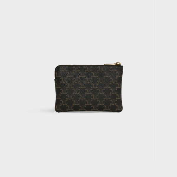 Coin And Card Holders Men Black Celine Coin And Card Pouch In Triomphe Canvas