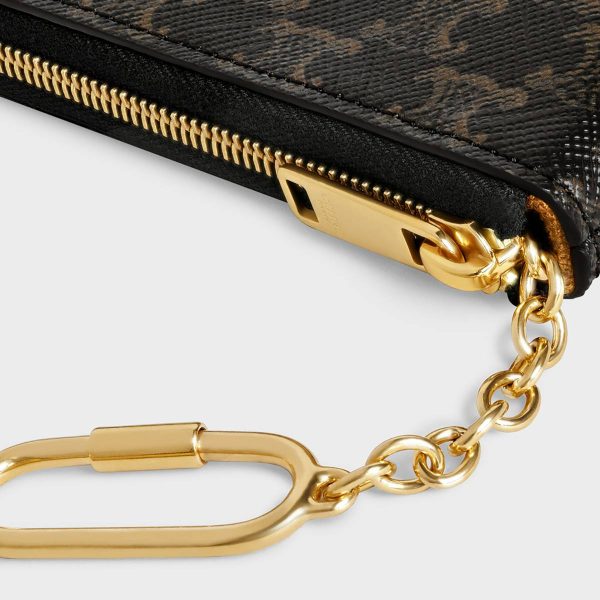 Coin And Card Holders Men Black Celine Coin And Card Pouch In Triomphe Canvas