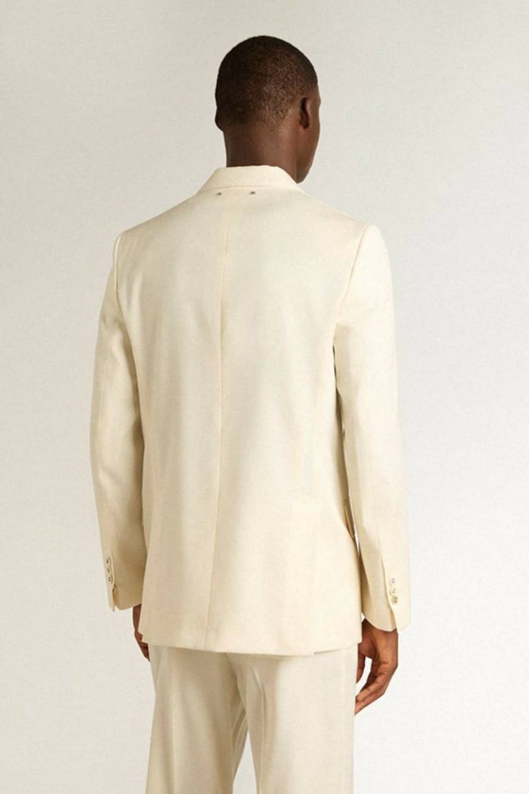 Cream Blazers Men’s Cream-Colored Double-Breasted Blazer Men Golden Goose