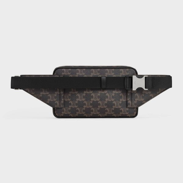 Cross-Body Bags Black Men Celine Belt Bag In Triomphe Canvas And Calfskin