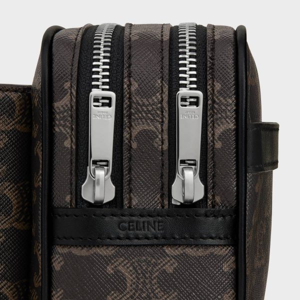 Cross-Body Bags Black Men Celine Belt Bag In Triomphe Canvas And Calfskin