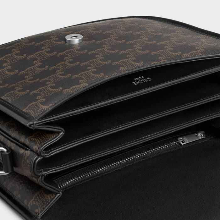 Cross-Body Bags Men Medium Besace Triomphe In Triomphe Canvas And Calfskin Celine Black