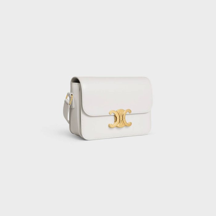 Cross-Body Bags White Celine Teen Triomphe Bag In Shiny Calfskin Women