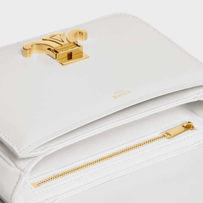 Cross-Body Bags White Celine Teen Triomphe Bag In Shiny Calfskin Women