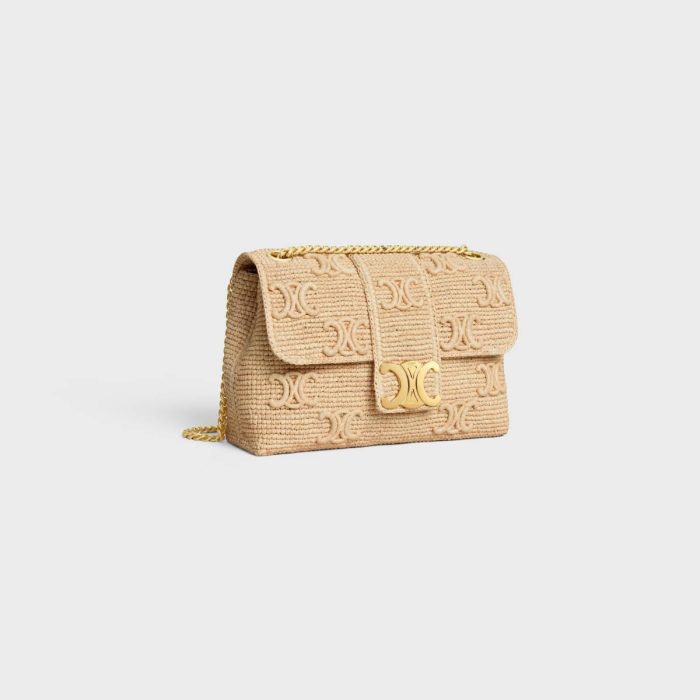 Cross-Body Bags Women Natural Medium Celine Victoire Bag In Raffia With Triomphe Embroideries