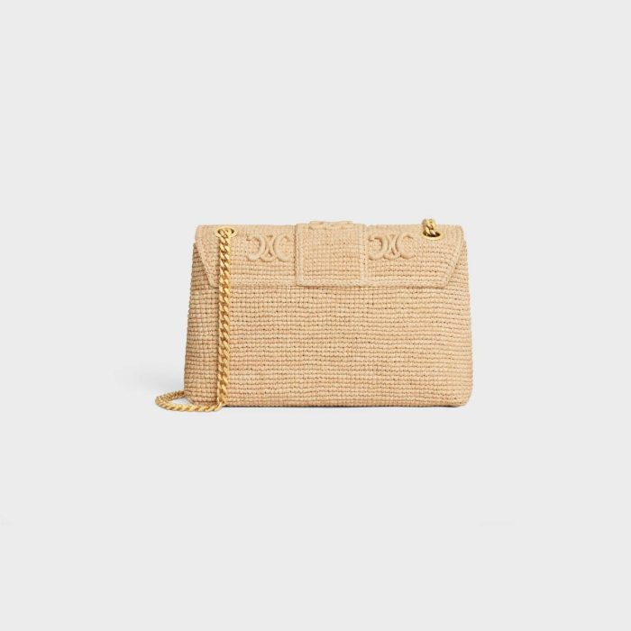 Cross-Body Bags Women Natural Medium Celine Victoire Bag In Raffia With Triomphe Embroideries