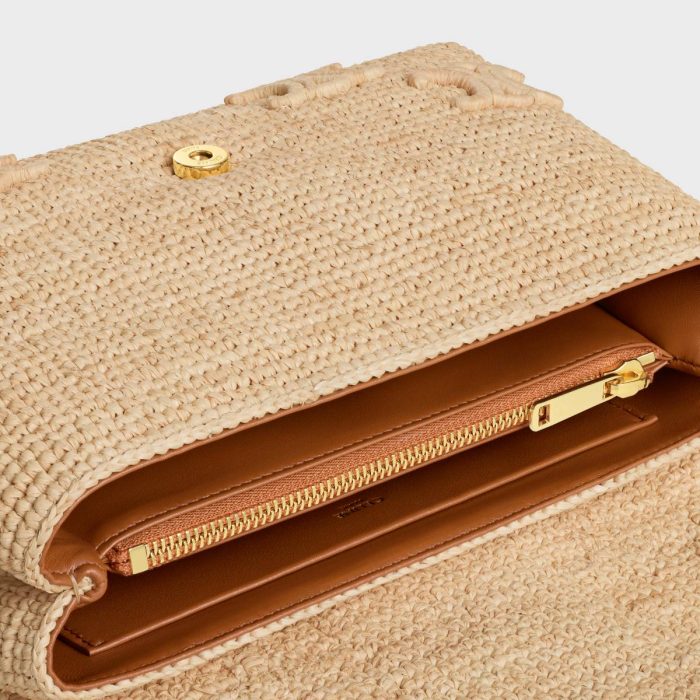 Cross-Body Bags Women Natural Medium Celine Victoire Bag In Raffia With Triomphe Embroideries