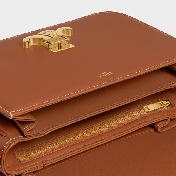 Cross-Body Bags Women Tan Classique Triomphe Bag In Natural Calfskin Celine