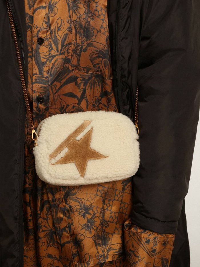 Crossbody Bags Mini Star Bag In Beige Shearling With Suede Star Golden Goose Beige Women