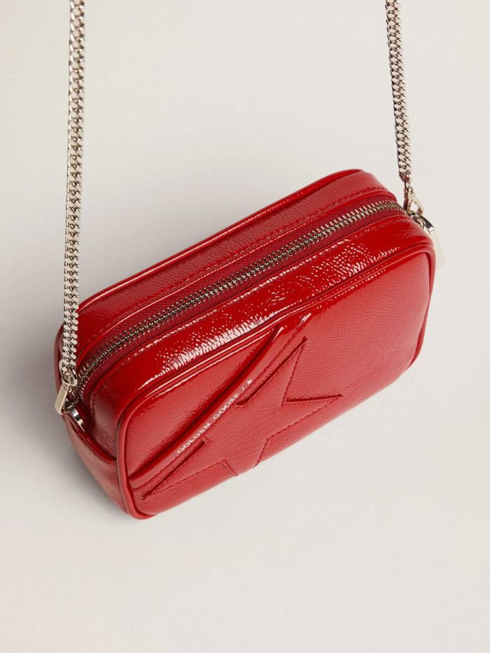 Crossbody Bags Women's Mini Star Bag In Red Painted Leather With Tone-On-Tone Star Golden Goose Women Ruby Red