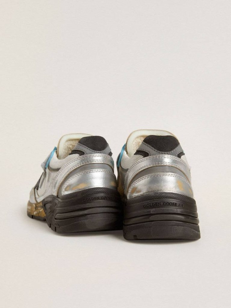 Dad-Star Women's Dad-Star In Mesh And Silver Foiled Leather With Black Suede Star Golden Goose Women