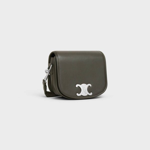 Dark Army Men Small Besace Strap Triomphe In Supple Natural Calfskin Cross-Body Bags Celine