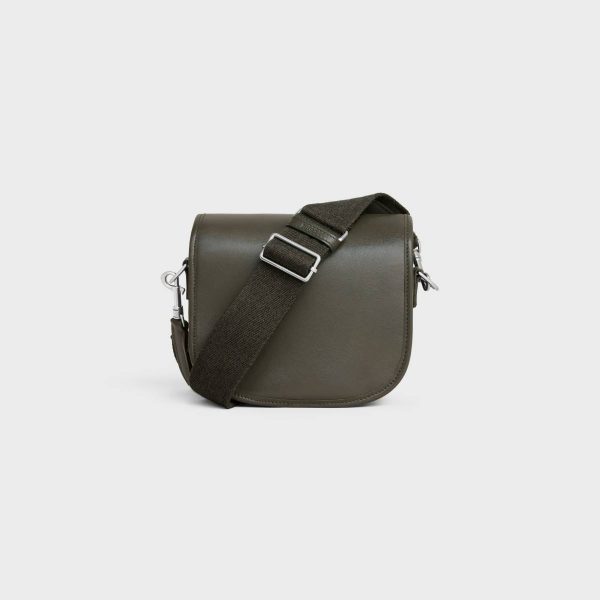 Dark Army Men Small Besace Strap Triomphe In Supple Natural Calfskin Cross-Body Bags Celine