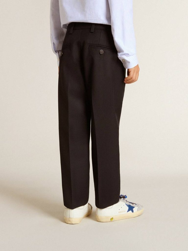 Dark Blue Bottomwear Selection (4-12 Years) Golden Goose Boys' Dark Blue Wool Pants Kids