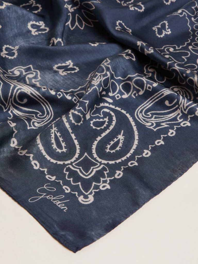 Denim-Blue Golden Collection Scarf With Paisley Pattern Golden Goose Denim Blue Women Silks & Scarves