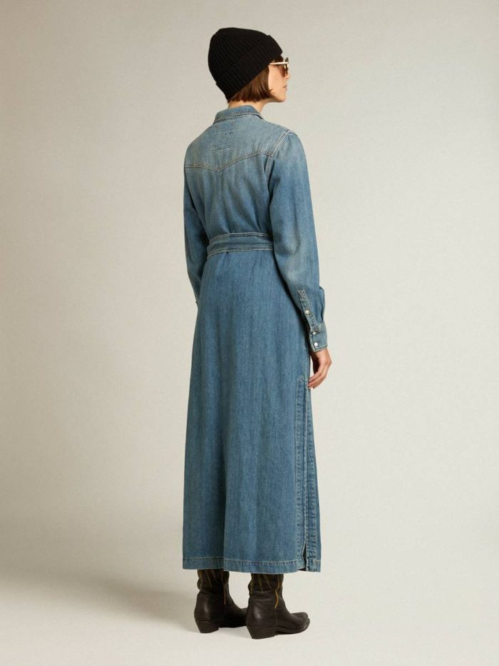 Dresses & Jumpsuits Women's Shirt Dress In Denim With Belt Women Golden Goose Blue