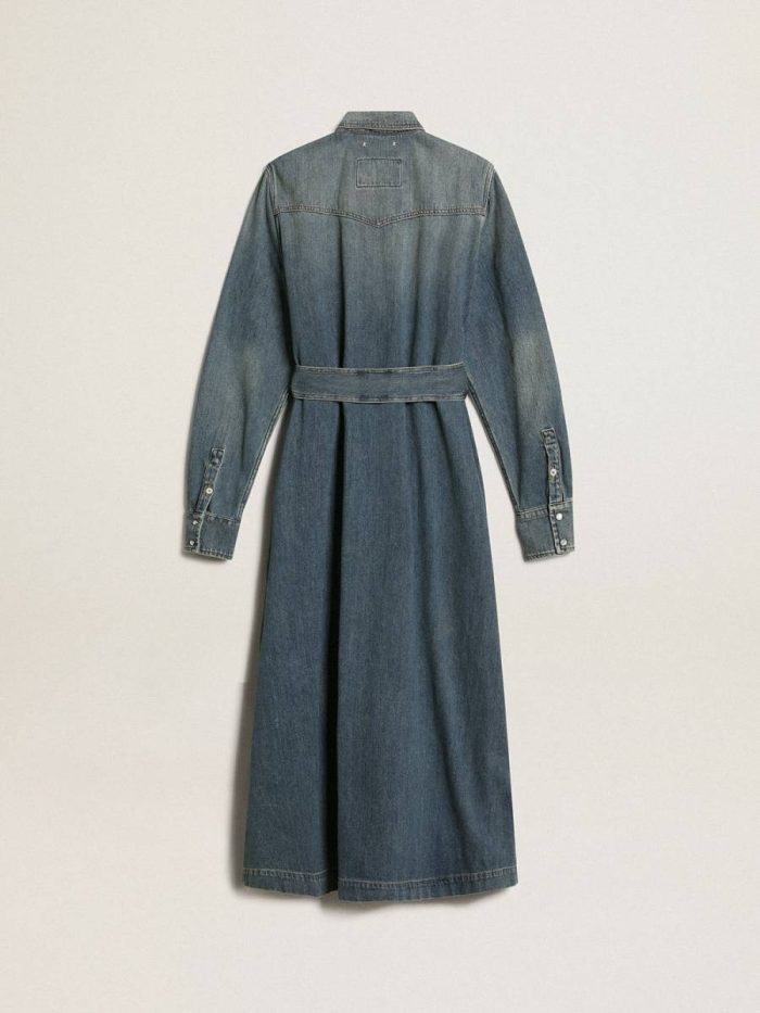 Dresses & Jumpsuits Women's Shirt Dress In Denim With Belt Women Golden Goose Blue