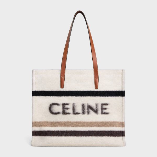 Ecru / Black Tote Bags Large Cabas In Striped Textile With Celine Jacquard Men