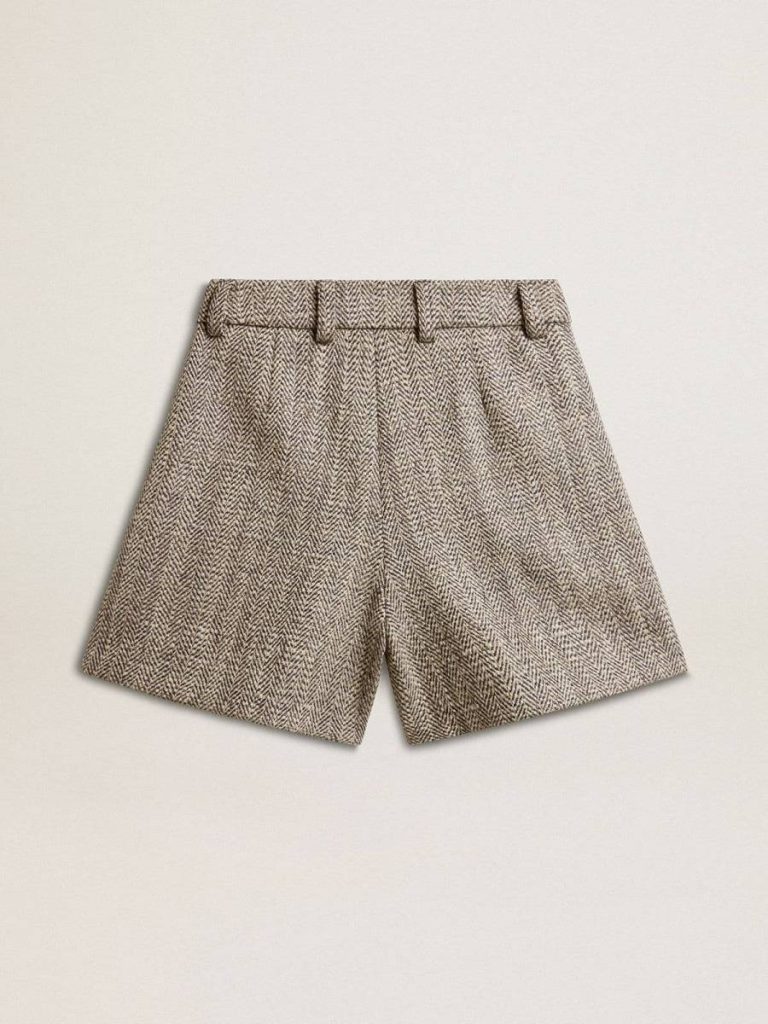 Ecru Brown Women’s Ecru Brown Shorts In Herringbone Wool Women Skirts & Shorts Golden Goose