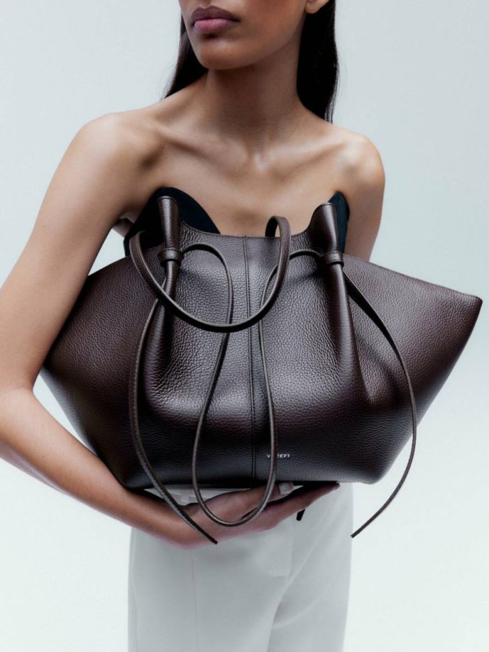 Espresso Large Mochi - Espresso Pebble Grain Leather Tote Bags Yuzefi Women