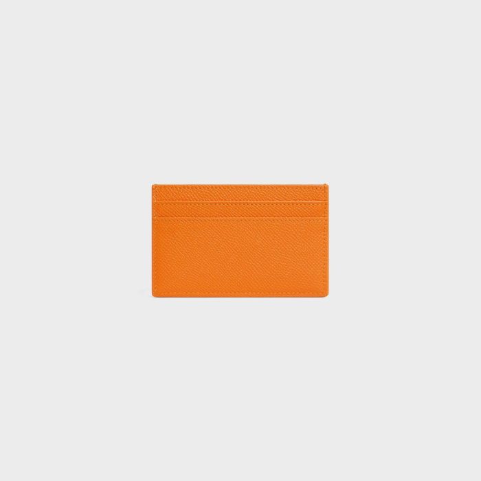 Fluo Orange Men Coin And Card Holders Celine Medium Card Holder In Grained Calfskin