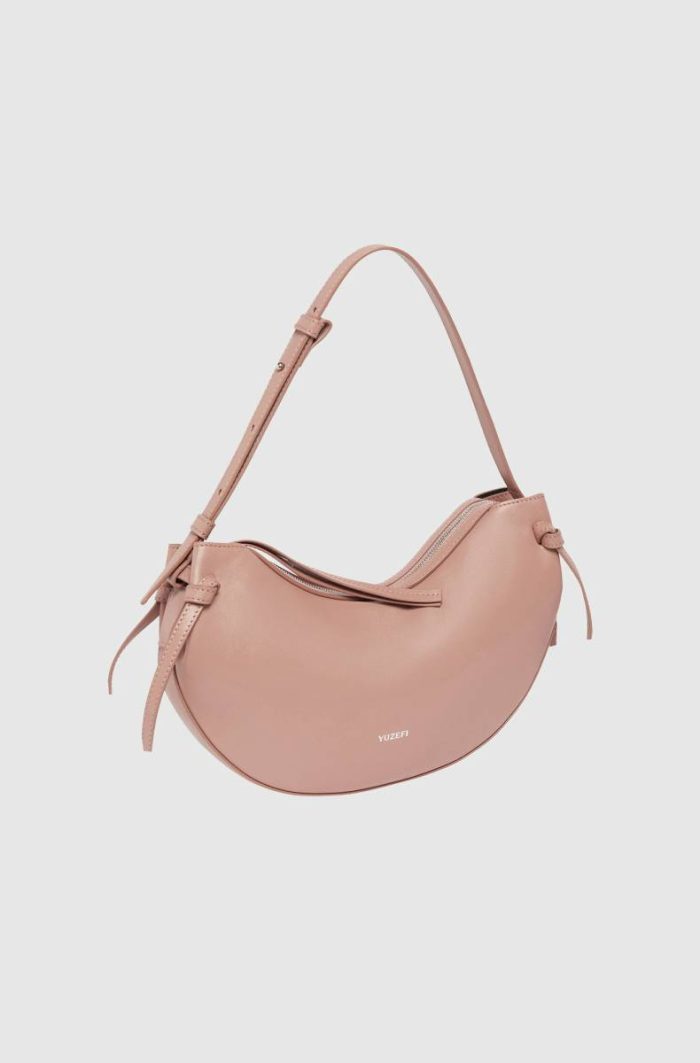 Fortune Cookie - Blush Smooth Leather Women Blush Shoulder Bags Yuzefi