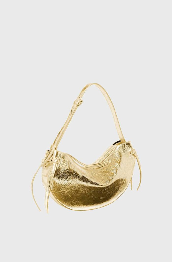 Fortune Cookie - Gold Cracked Leather Women Shoulder Bags Yuzefi