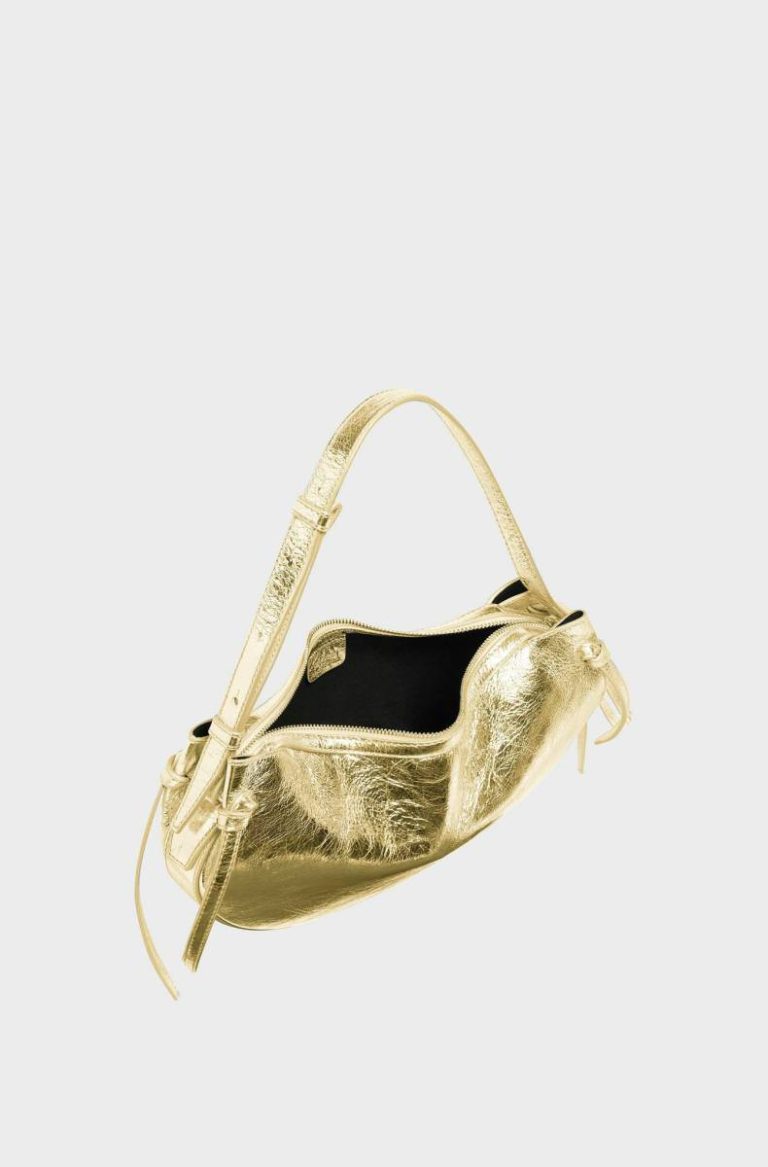 Fortune Cookie - Gold Cracked Leather Women Shoulder Bags Yuzefi